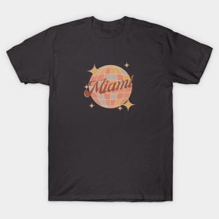 Miami Florida Retro Vintage disco ball brown T-Shirt
